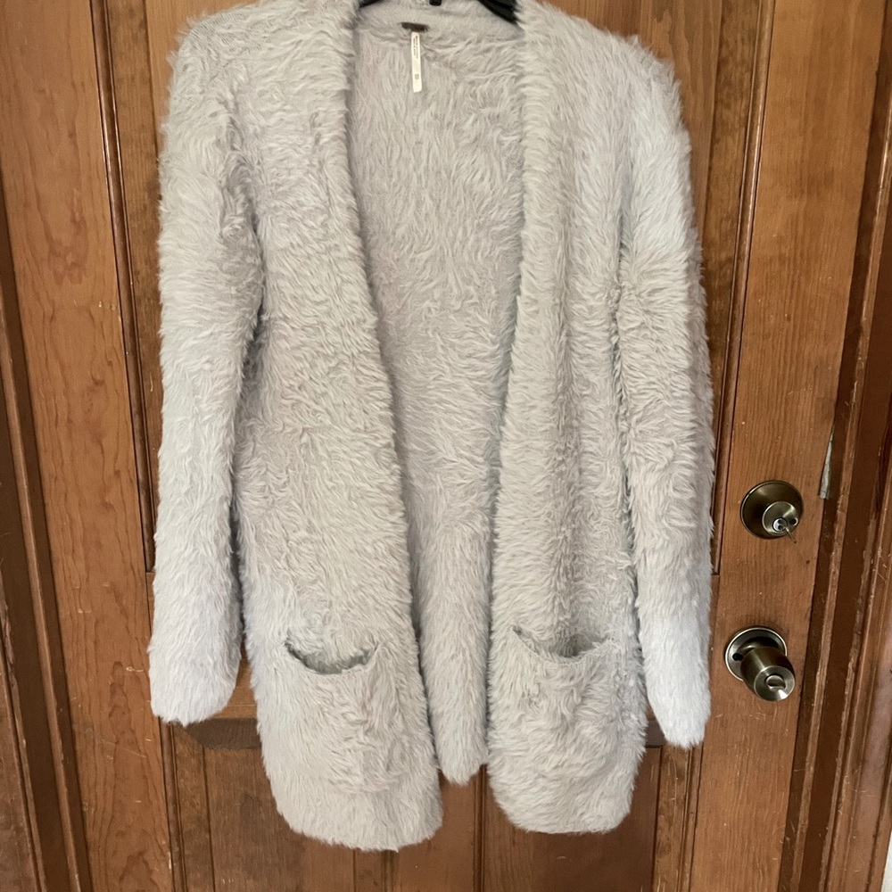 Free People Fuzzy faux-fur cardigan